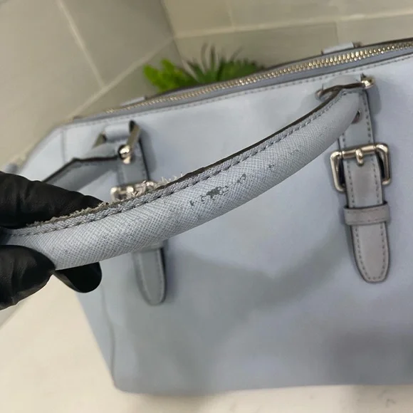 Michael Kors Light Blue Saffiano Leather Satchel Handbag Authentic - Picture 10 of 10